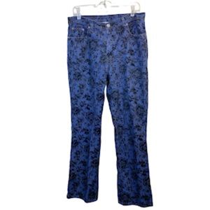 Vintage Bill Blass Jeans Floral Velvet Purple High Rise Jeans Size 12